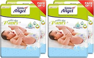 Little Angel Extra Dry Baby Pants Diaper, Large (L) Size, 68 Count, Super Absorbent Core Up to 12 Hrs Protection & Wetness Indicator, 8-14kg (34 count/pack, Pack of 4)