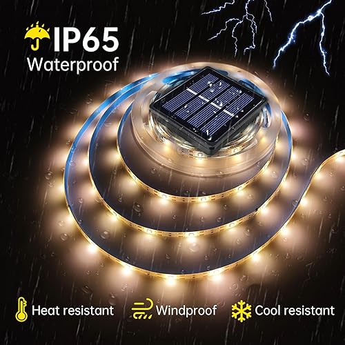 Miniatura 4 de Tira de luces solares LED para exteriores, impermeable, 20 pies, 180 LED, para exteriores, jardín, camino, cubierta, iluminación de Navidad,