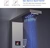 LED Light Shower Panel Tower System 5-in-1 Bathroom Shower Tower Column SUS304 Stainless Steel Rainfall & Waterfall Shower Head Massage Jet Tub Spout Handheld Shower brushed