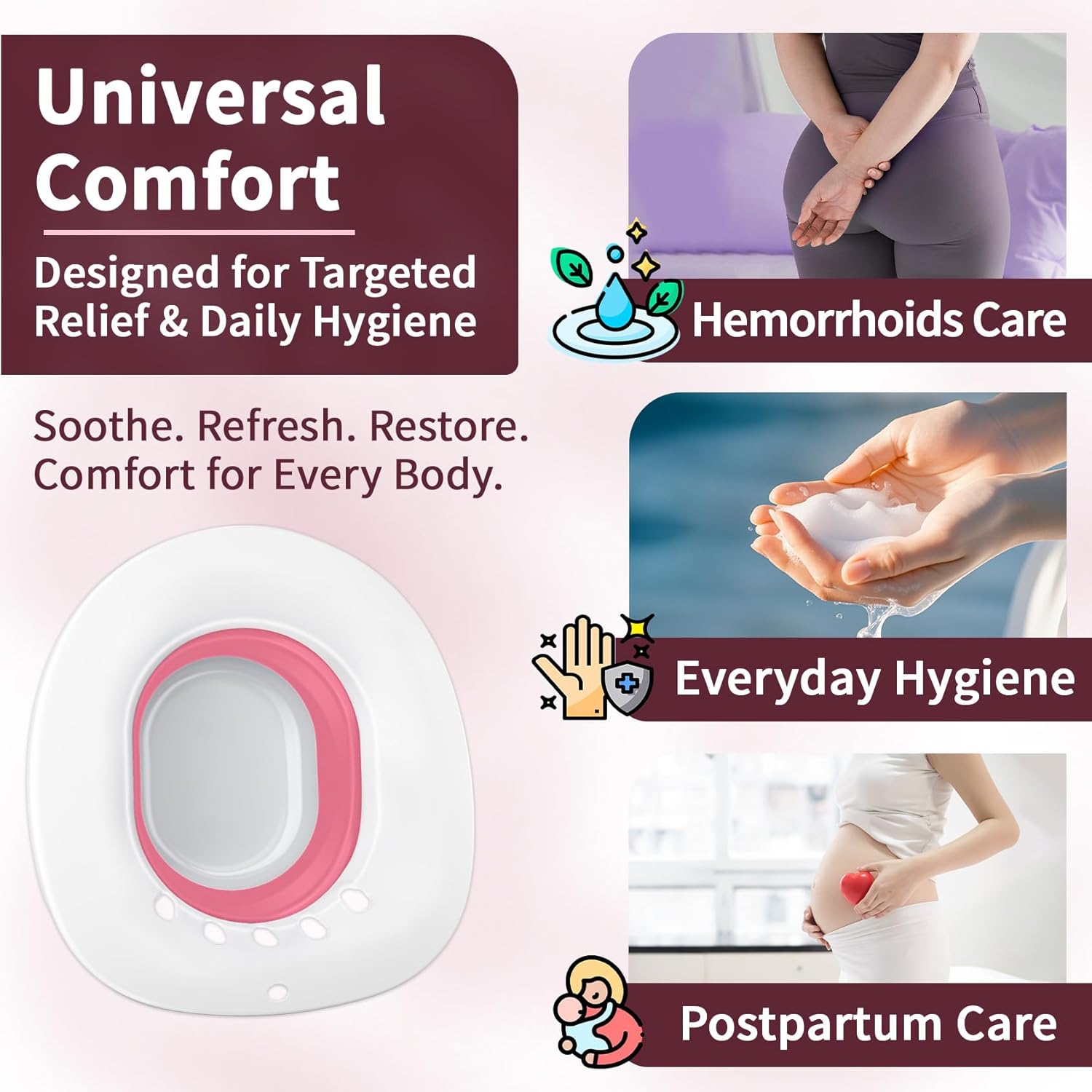 Msiori Electric Sitz Bath for Toilet Seat, for Hemorrhoids and Postpartum Care - Yoni Steam Seat - Perineal Soaking and V Steaming - Collapsible Storage - Use with Soak