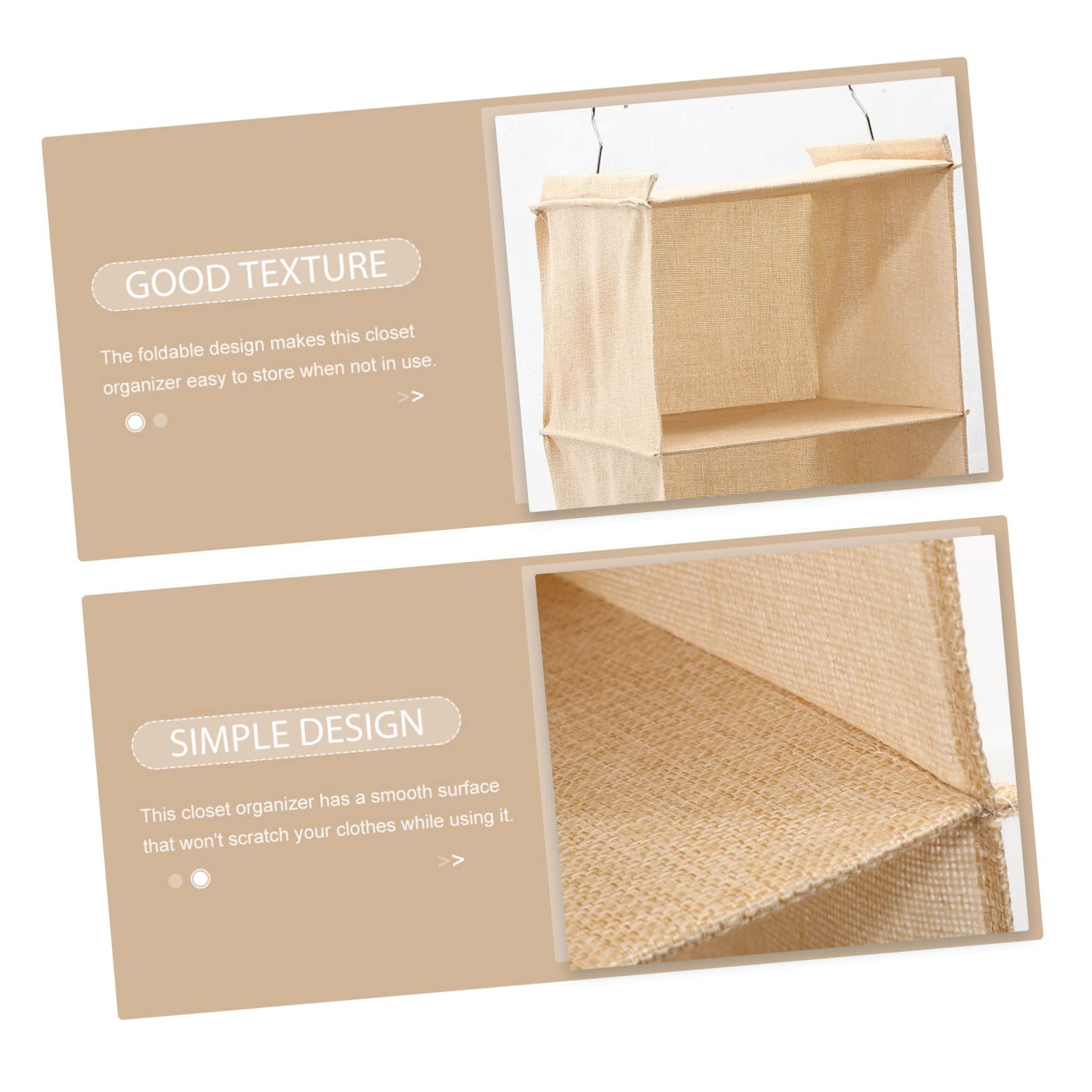 Beige Hängender Kleiderschrank Organizer, mit 3 Ablagen