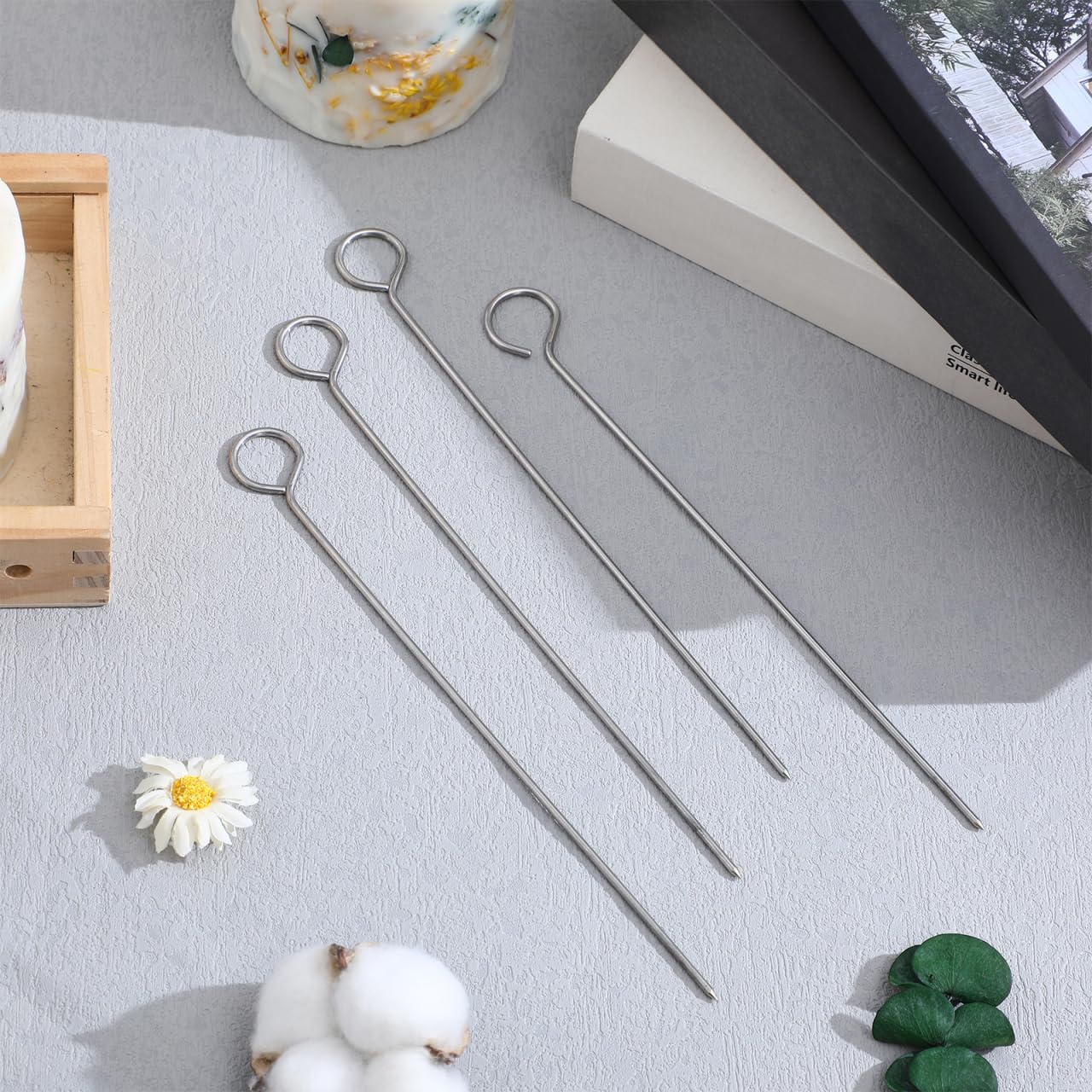 DIYEAH 10-Pack Candle Wick Centering Needles 7.87In Sharp Pointed Alignment Pins for Candle Making Supplies DIY Mold Piercing Tool for Precise Wick Placement and Crafting