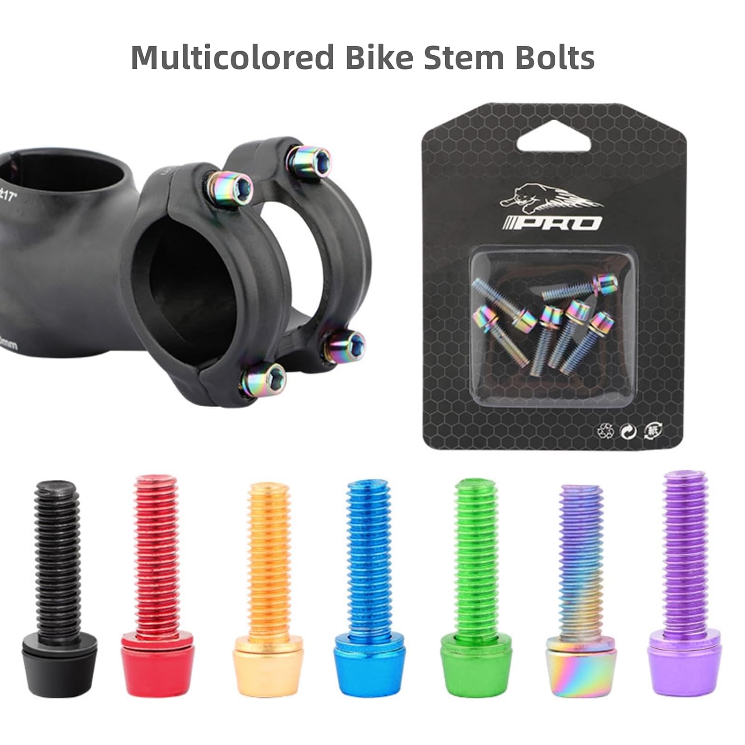 Bike Stem Bolts 6PCS M5x18mm Stem Bolts Screws Stainless Steel Bicycle Bolt Parts with Washer for BMX MTB Road Bikes,Purple