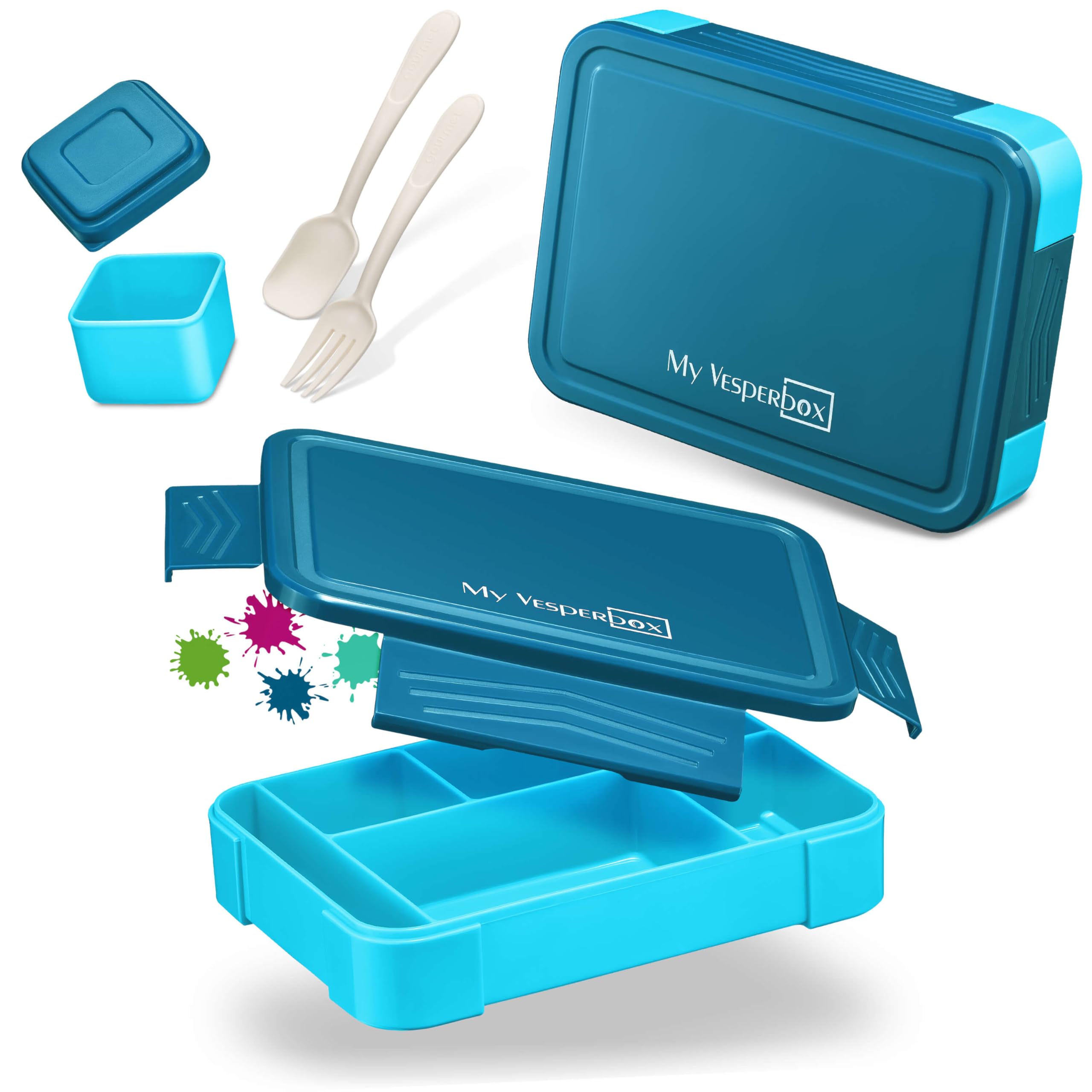 My VesperboxLite Bento Box Children's Lunch Box Extremely Robust Lunch Box Ideal for Nursery and School (Blue)