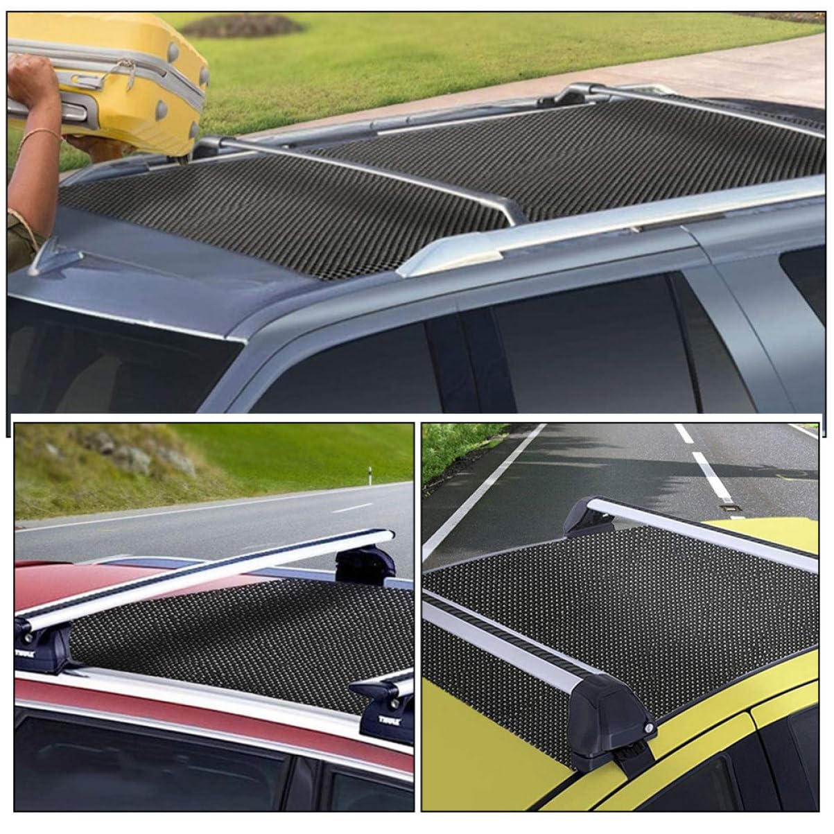 Vaguelly Tapis Antidérapant Voiture Noir 2 Pièces en PVC, Protection