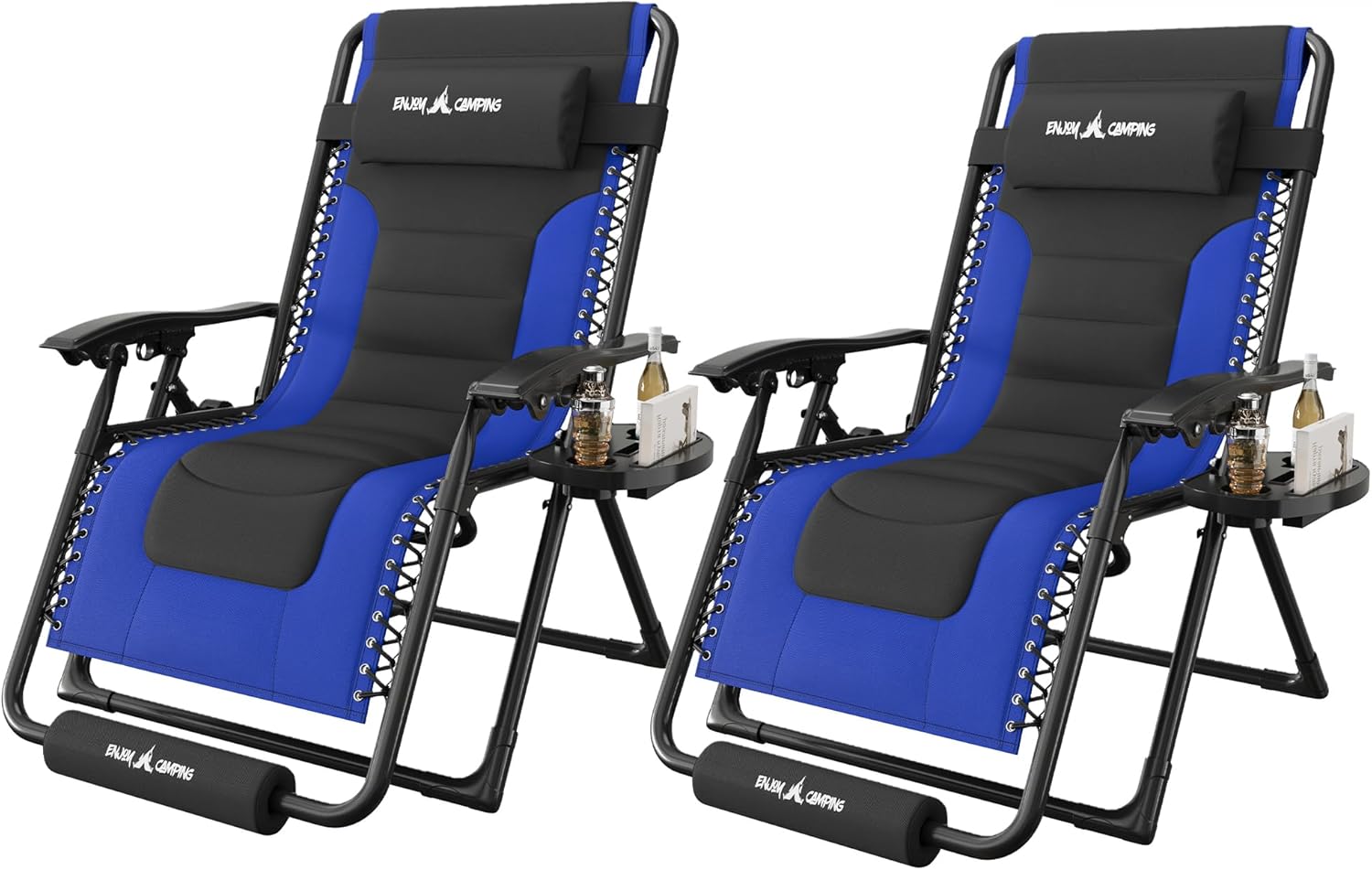 Amopatio Zero Gravity Reclining Patio Chairs Set of 2,XL Foldable Lounge Chair with Removable Cup Holder/Headrest/Footrest,500LBS Capacity, Portable for Outdoor Patio Pool Backyard