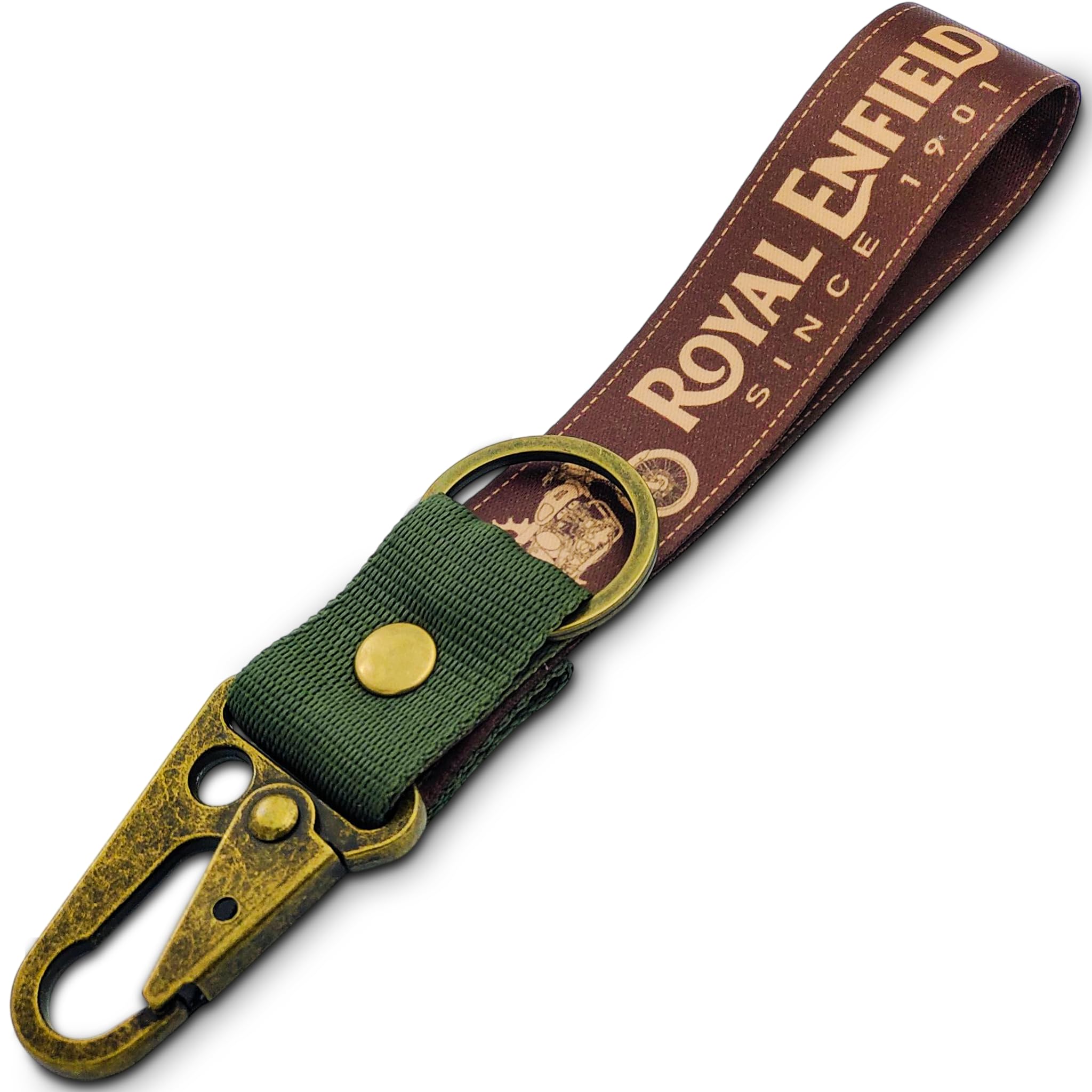 SaiyanKraft SnapStrap RoyalRide Carabiner Keychain Compatible with Royal Enfield Strong Heavy-Duty Metal Clip with Fabric Key Ring Bike Accessory