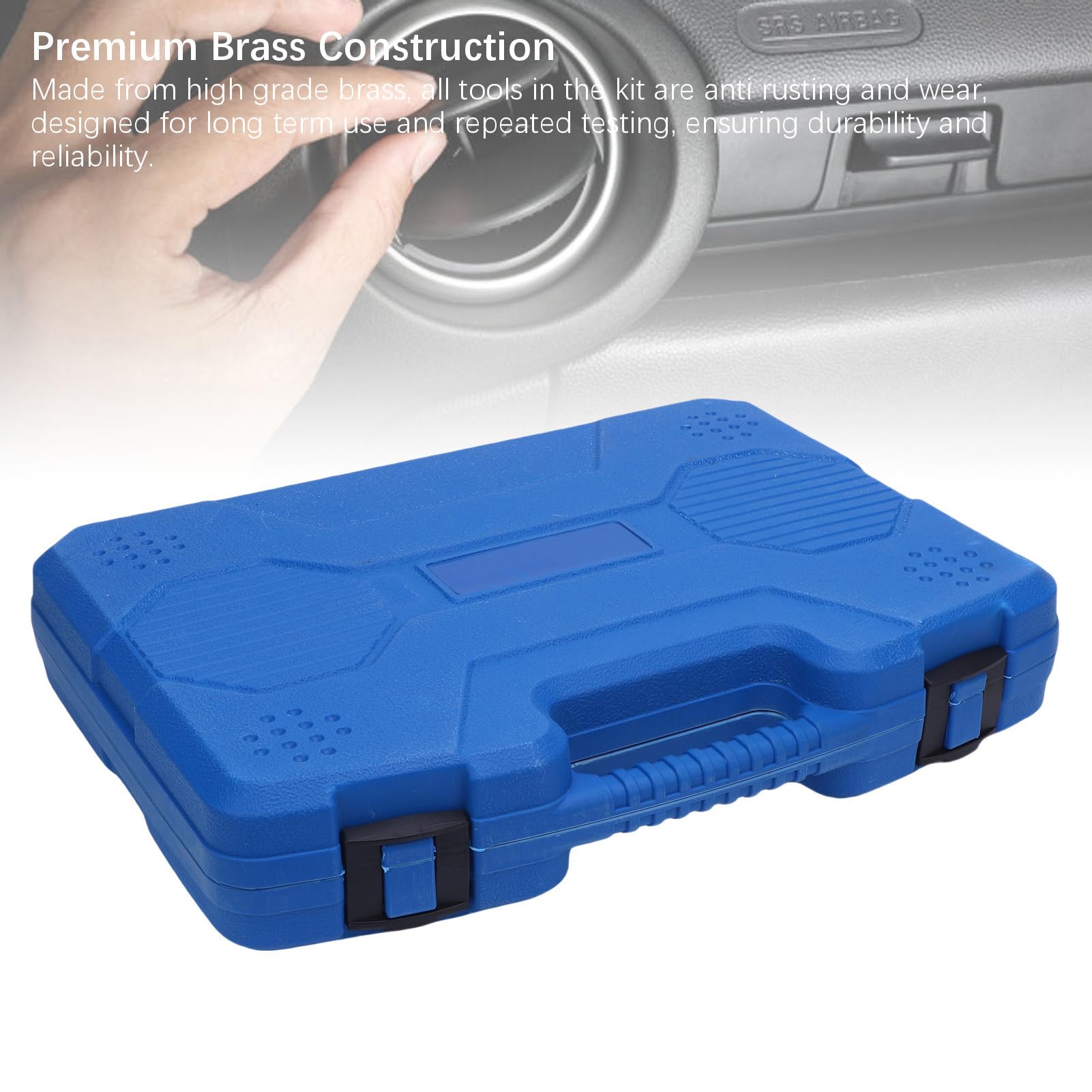 aqxreight Kit de Prueba de Acondicionamiento de Latón de 56 Uds para Sistemas de CA de Automóviles y Camiones, Kit de Reparación de Herramientas de Detección de CA Automotriz con Estuche de Soplado