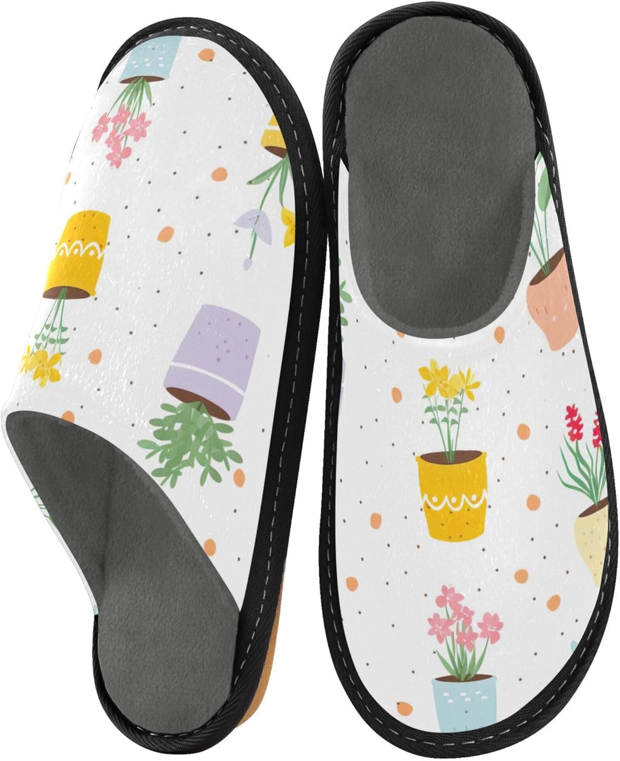 Flower Potted House Slippers – Cozy Fuzzy Slippers for Guests, Washable & Disposable, Perfect for Shoeless Home, Spa & Hotel Use A112300