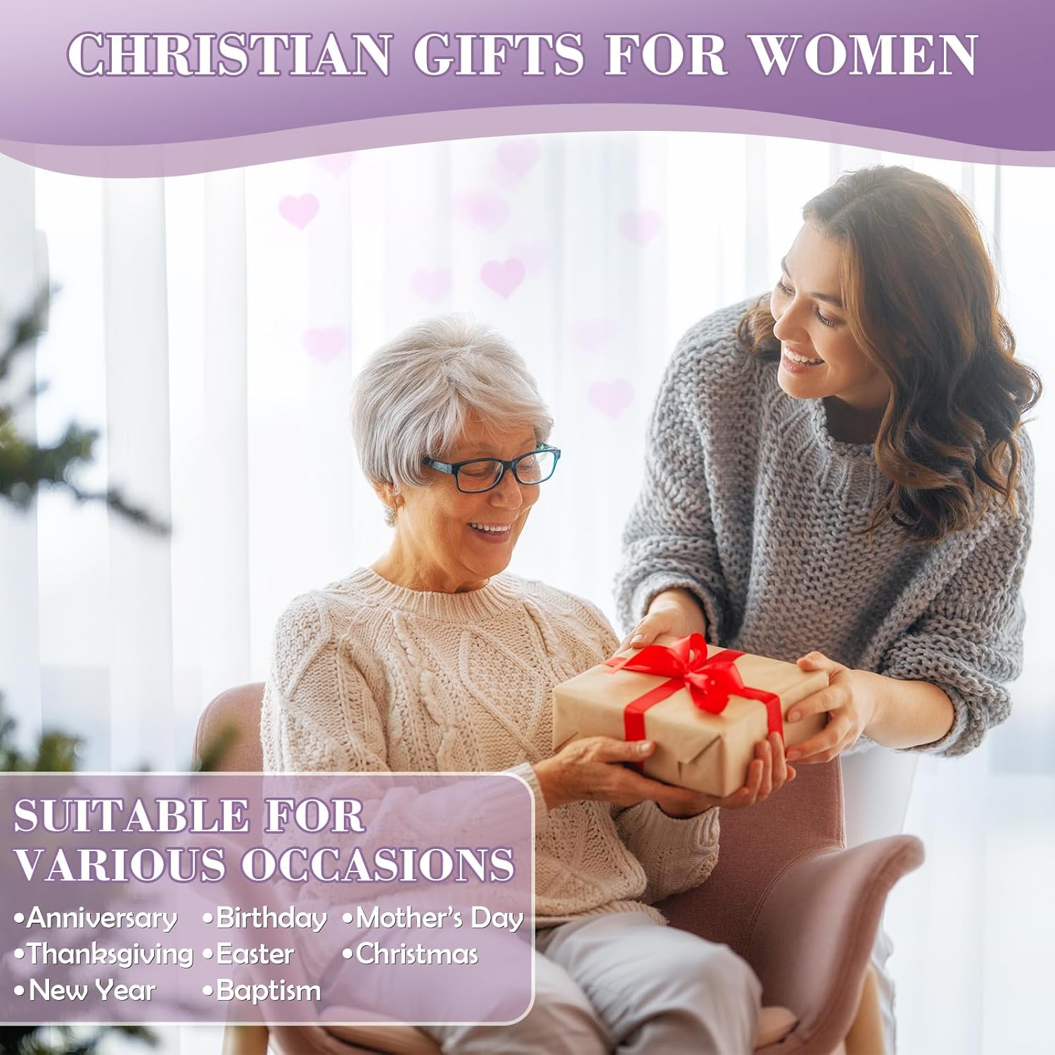 SilTriangle 8 Pcs Christian Gifts for Women God Says You Are Religious Faith Spiritual Inspirational Tote Bag Gift Set for Mom Female Sister Birthday(Purple) - Image 4