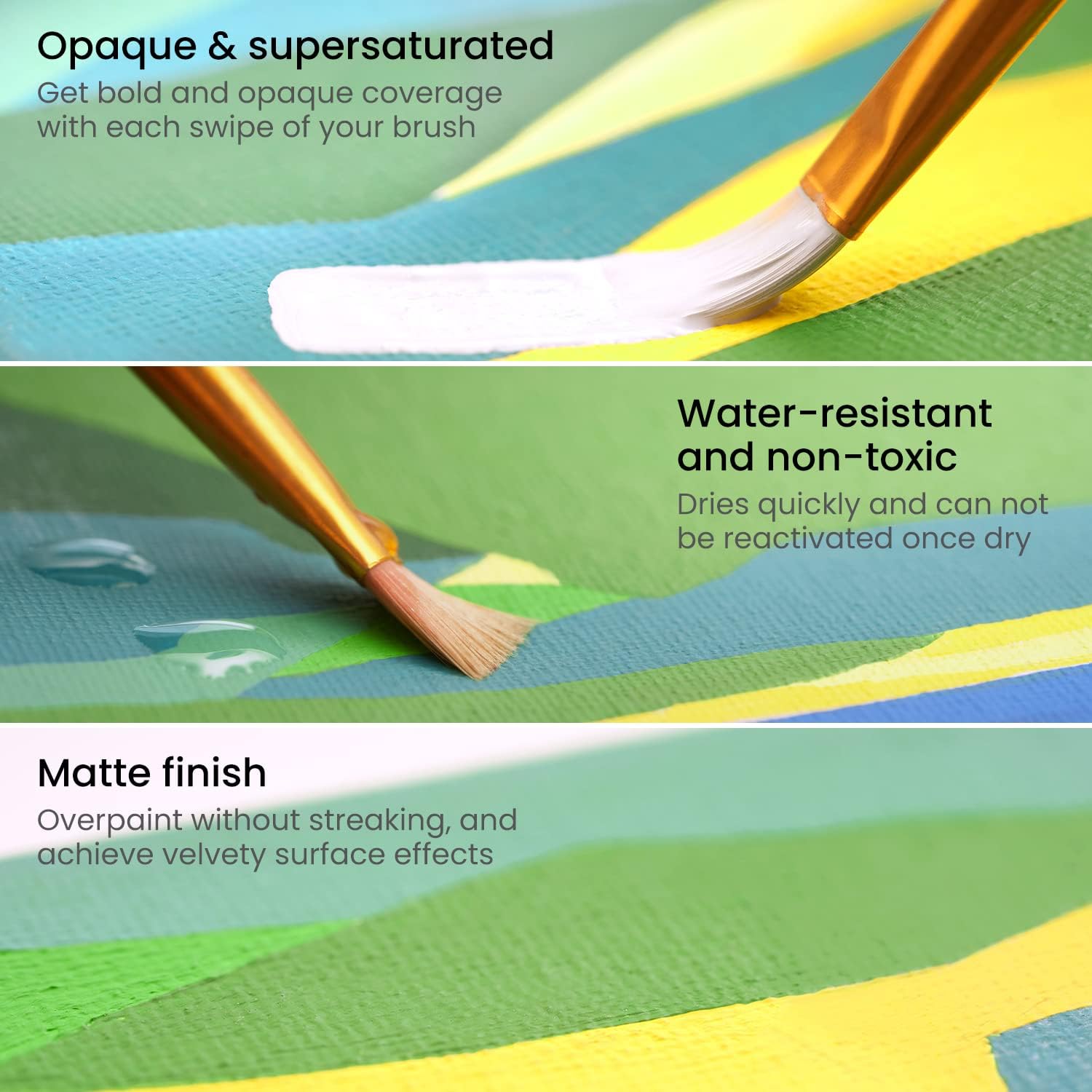 ARTEZA Acrylic Gouache Paint, Acrylic Paint Set of 36 Colors, Matte Finish, 22ml/0.74 oz Gouache Paint Tubes