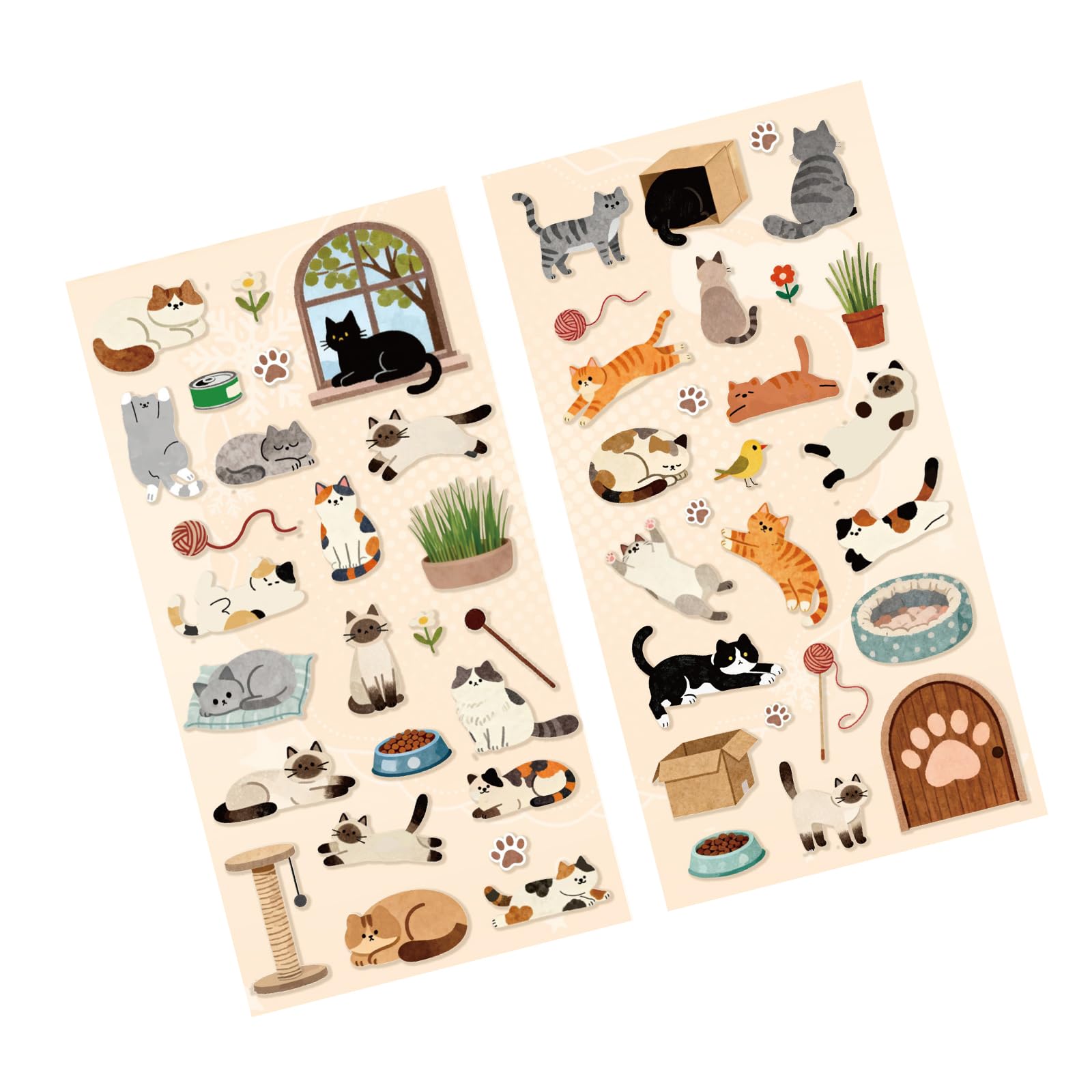 Cartoon Kitten Sticker Children Reward Sticker for Journaling Notebook Phone Cover Laptop Classroom Art Craft Project Handbook Decoration