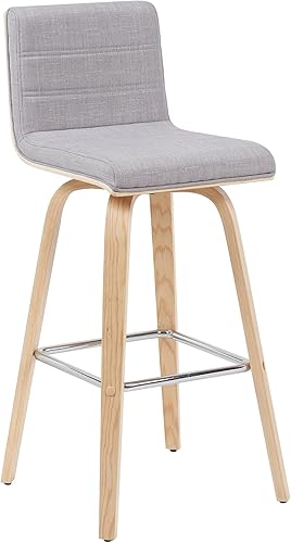 Miniatura 125 de Armen Living Vienna - Taburete giratorio de 26 pulgadas de altura de mostrador de piel sintética gris y madera de nogal Piel sintética