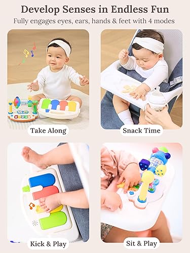 Miniatura 2 de CuddoBaby - Gorila para bebé 4 en 1 con ruedas, pianos desmontables, bandeja de alimentación, asiento plegable reclinable de 3 niveles con barra