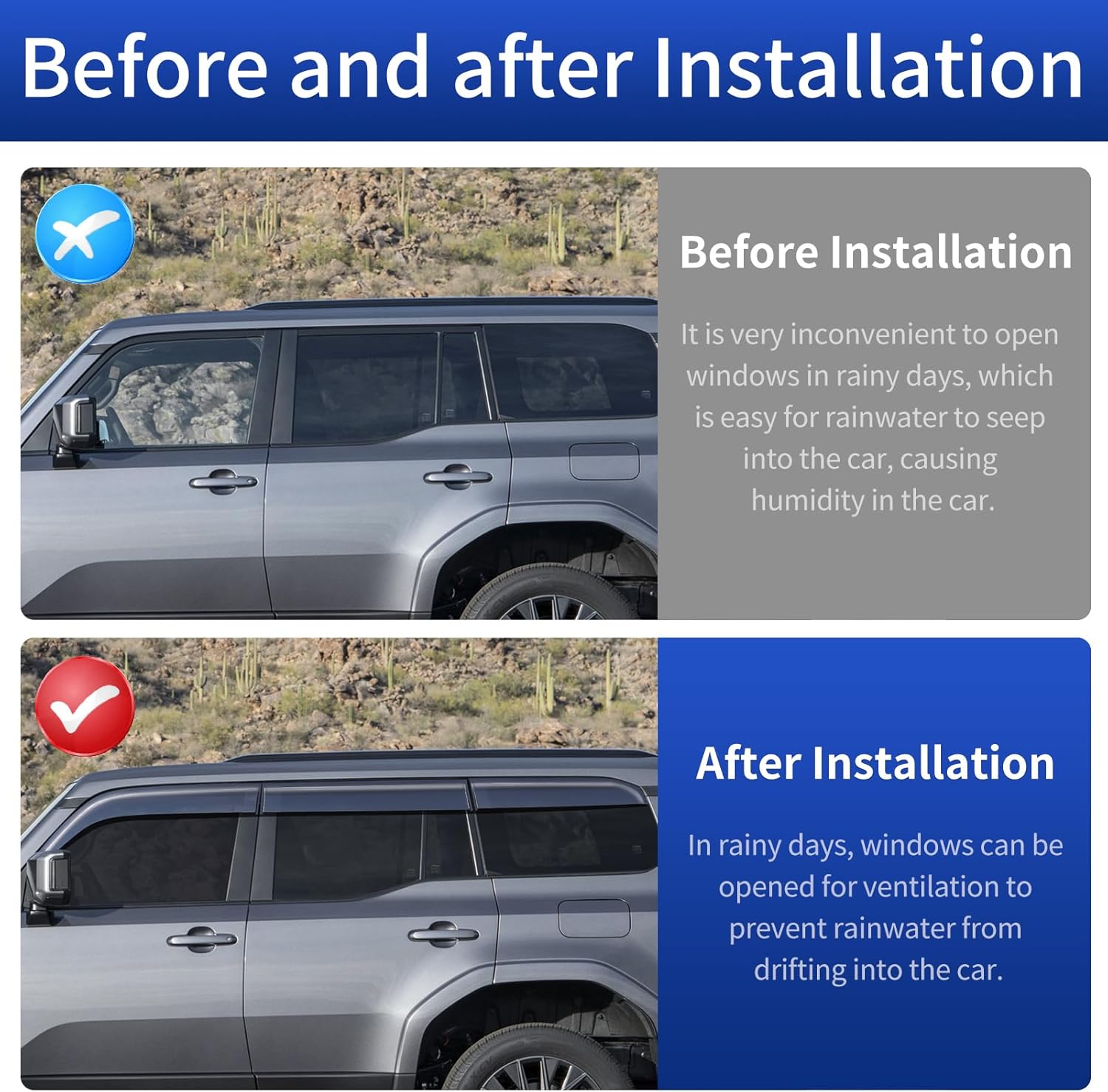 Automobile Windows Visor for 2024 2025 2026 Lexus Gx550 & Gx550h 6-Piece ABS Material Waterproof Windproof Exterior Modification Accessories Lexus gx 550 Accessories