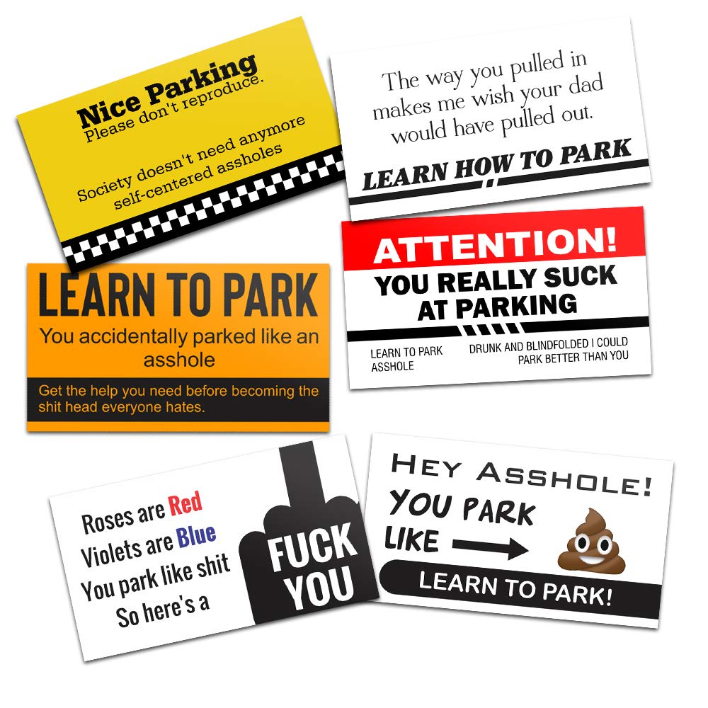 Amazon.com: PSS Funny Bad Parking Business Cards - 6 Styles 150pcs : Office Products for Free Printable Bad Parking Cards