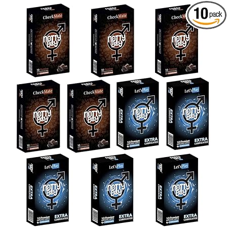 NOTTY BOY Extra Lubricated Plain Smooth and Sweet Chocolate Flavoured Condoms for Men ? 100 COUNT