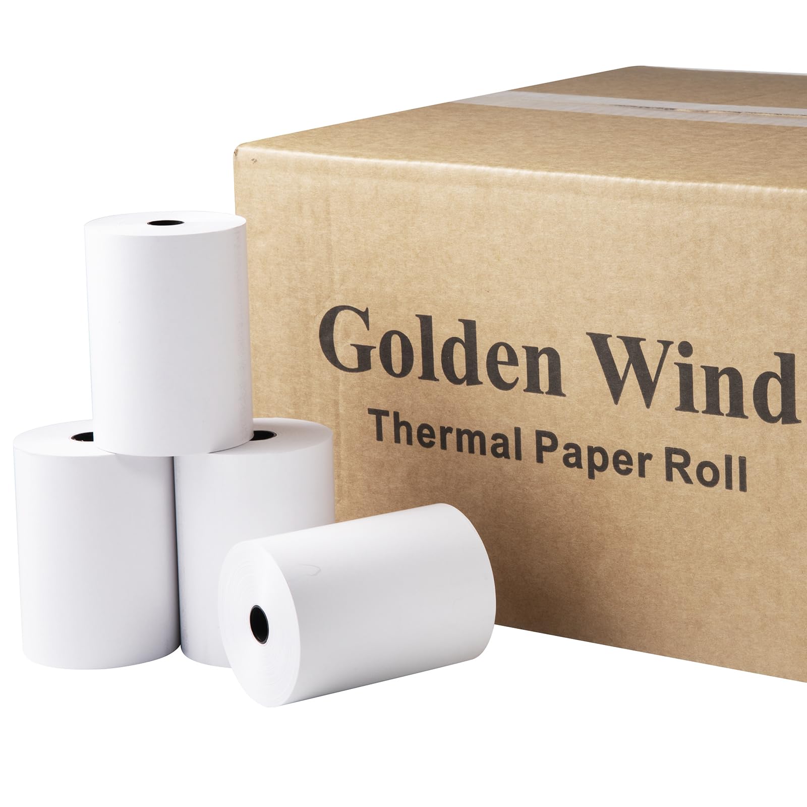 20 Rolls, GOLDEN WIND Thermal Paper Receipt, 3 1/8"x250', Fits most of Cash Registers/POS Thermal Printers. 80 (W)*75mm (Roll diameter).