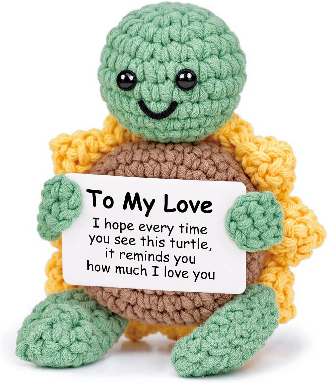 I Love You Gifts for Him Her, Handmade Crochet Turtle with Sunflower Shell, Cute Girlfriend Boyfriend Gift for Anniversary Valentines Christmas