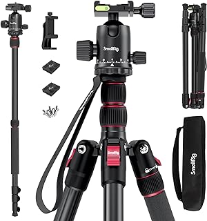 SmallRig 78" Camera Tripod, Foldable Aluminum Tripod & Monopod, 360°Ball Head Detachable and Quick Release Plate, Payload 33lb, Adjustable Height from 18.5" to 78" for Camera, Phone - 3474C
