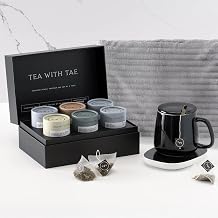Luxury Tea Gift Set with Mug Warmer, Premium Tea Collection Box, Ceramic Mug, Optional Velvet Throw
