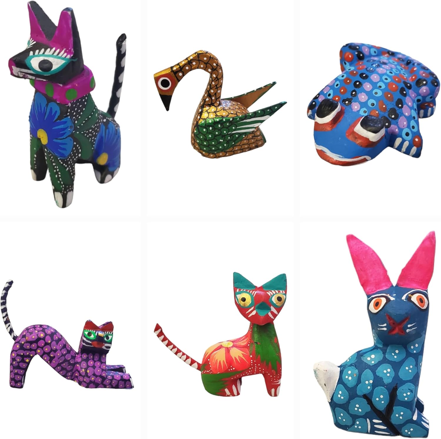 Alebrijes Mexican folk wood carving sculptures oaxacan alebrije set mexican widdling carvings animal figurines from oaxaca art decor (Set 10)