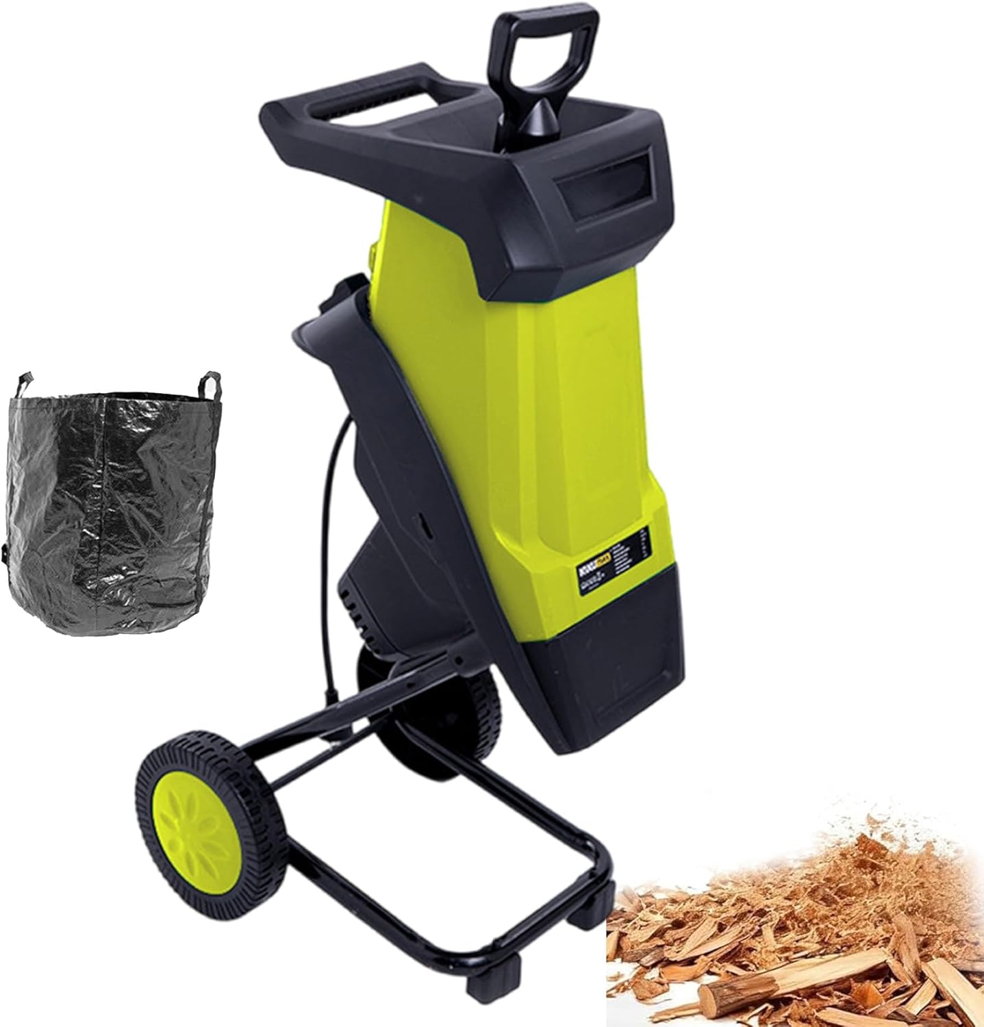 Small Electric Wood Chipper, Electric Branch mulcher, 50L Collection Bag, 40mm/1,57in Branch Chipper, Electric Shredder for Branches, for Processing Branches, Sticks & Yard Waste Yellow