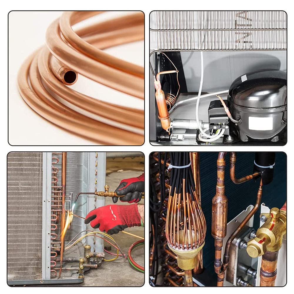 Tubo di refrigerazione in rame, diametro esterno 9/64 "(3,5 mm), diametro interno 7/64" (2,5 mm), tubo di rame lungo 2 m, tubo morbido
