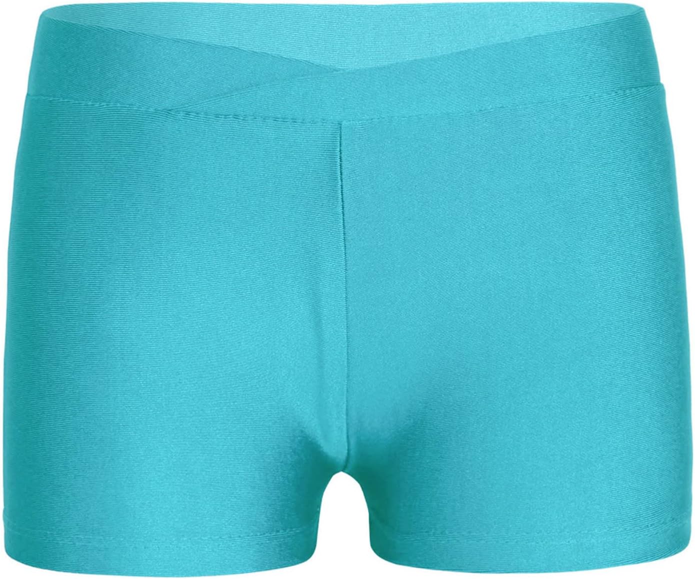 Kids Girls V-Front Low Rise Boy Cut Athletic Booty Short Gymnastic Dance Sports Shorts Blue Green 9-10 Years