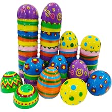 30 Pcs Easter Eggs with Prints, 2.2 Inch Plastic Easter Eggs, 6 Colors Assorted, Easter Party Basket Stuffers, Egg Hunt Supplies