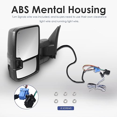 Miniatura 6 de MOSTPLUS Espejos de remolque con calefacción eléctrica compatibles con Chevy Silverado Suburban Tahoe GMC Serria Yukon 2003 2004 2005 2006 con luz