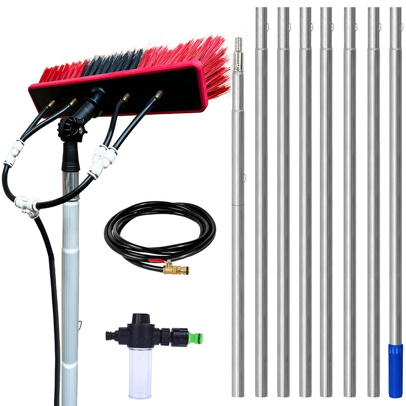 GYEQXKT Adjustable Angle Telescopic Water Fed Pole 3m to 13.6m - Universal Hose Attachment for Solar Panel Cleaning - Efficient & Durable Cleaning Brush