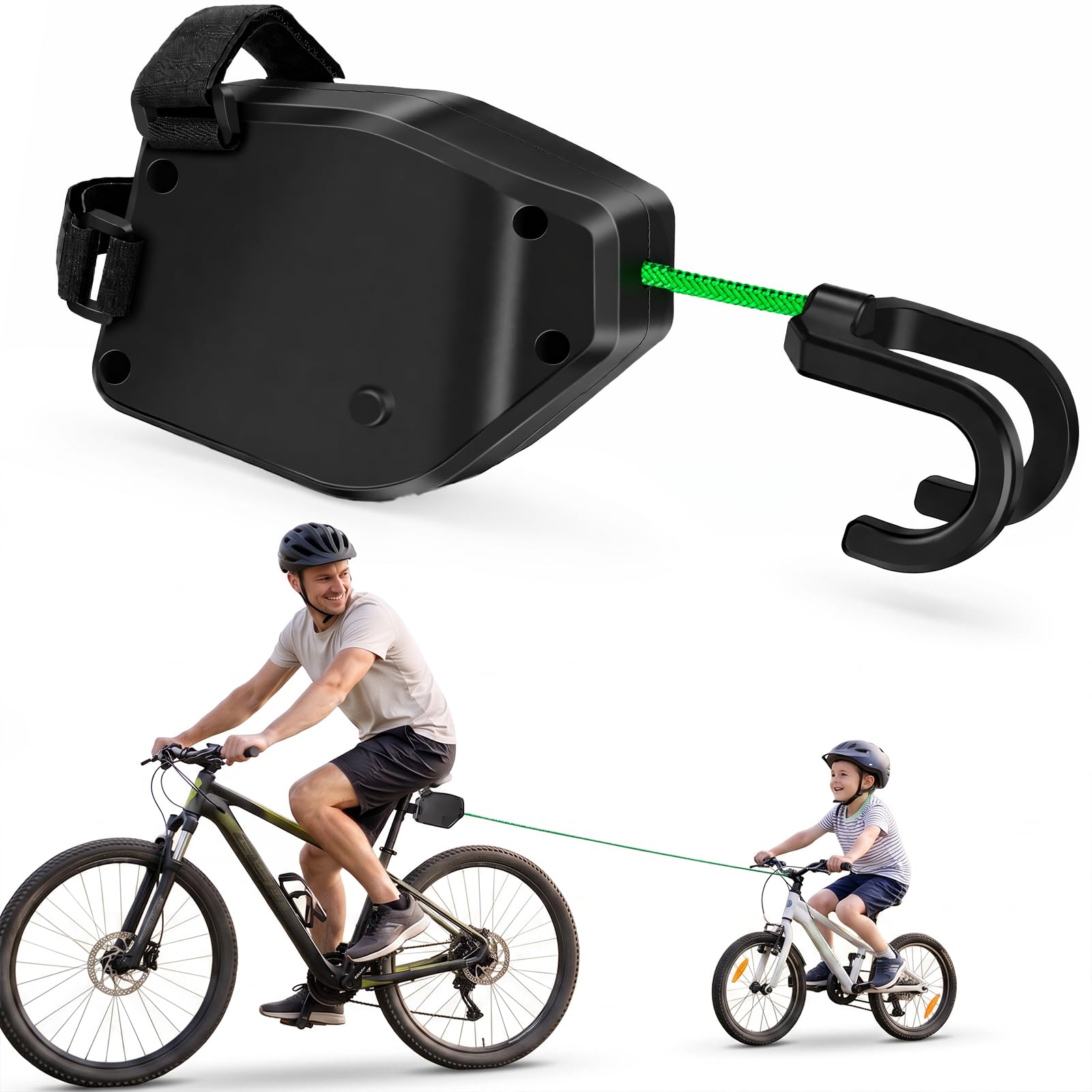 Abschleppseil Fahrrad Kinder 2.5 M, Einziehbarer Reißfestes Nylonseil | Tragfähigkeit 120kg, Elastisches Zugseil Fahrrad Traktionsseil Zugsystem für Kinder & Erwachsene Fahrrad MTB Bike