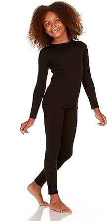 Ropa Interior Térmica Para Mujer, Cuello Redondo, Capa Base Superior E Inferior, Conjunto De 2 Piezas Negro