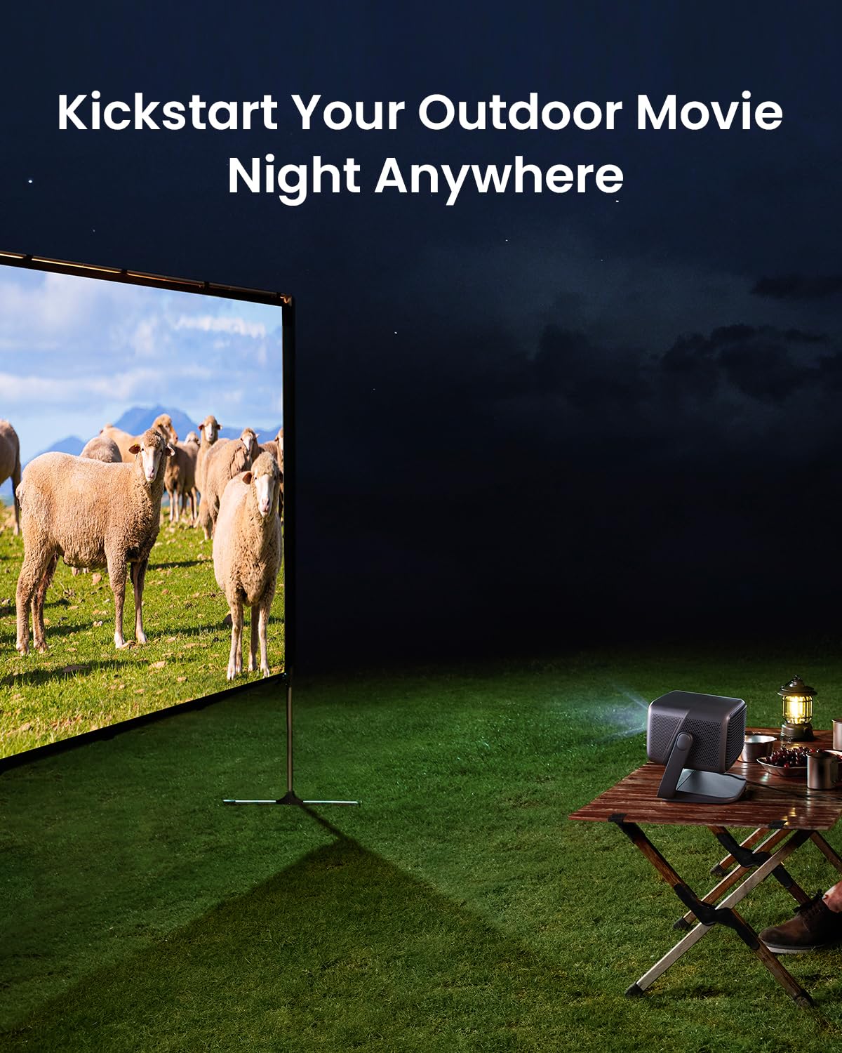 JMGO 100 Zoll Projektorleinwand, 4K/3D/HDR-Unterstützung, Anti-Falten, hoher Kontrast, Front- & Rückprojektion, einfache Installation für Heimkino, Outdoor-Filme, Büro & Gaming