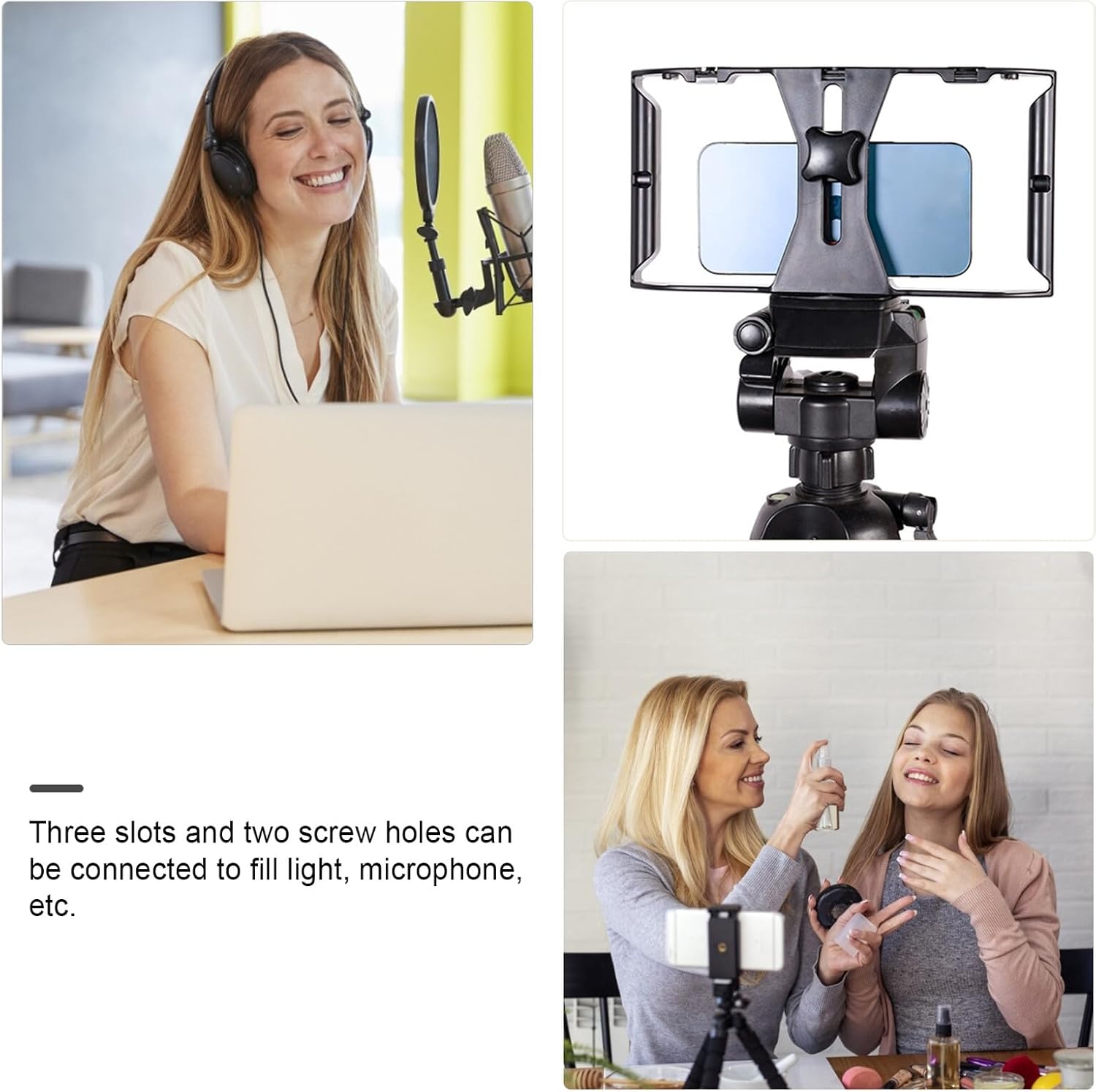 BETOOKY Smartphone Video Rig and Stabilizer Cage with Hot Shoe Mount for Mobile Filming, Handheld Phone Bracket Compatible with LED Light and Microphone, Portable Video Grip for Content