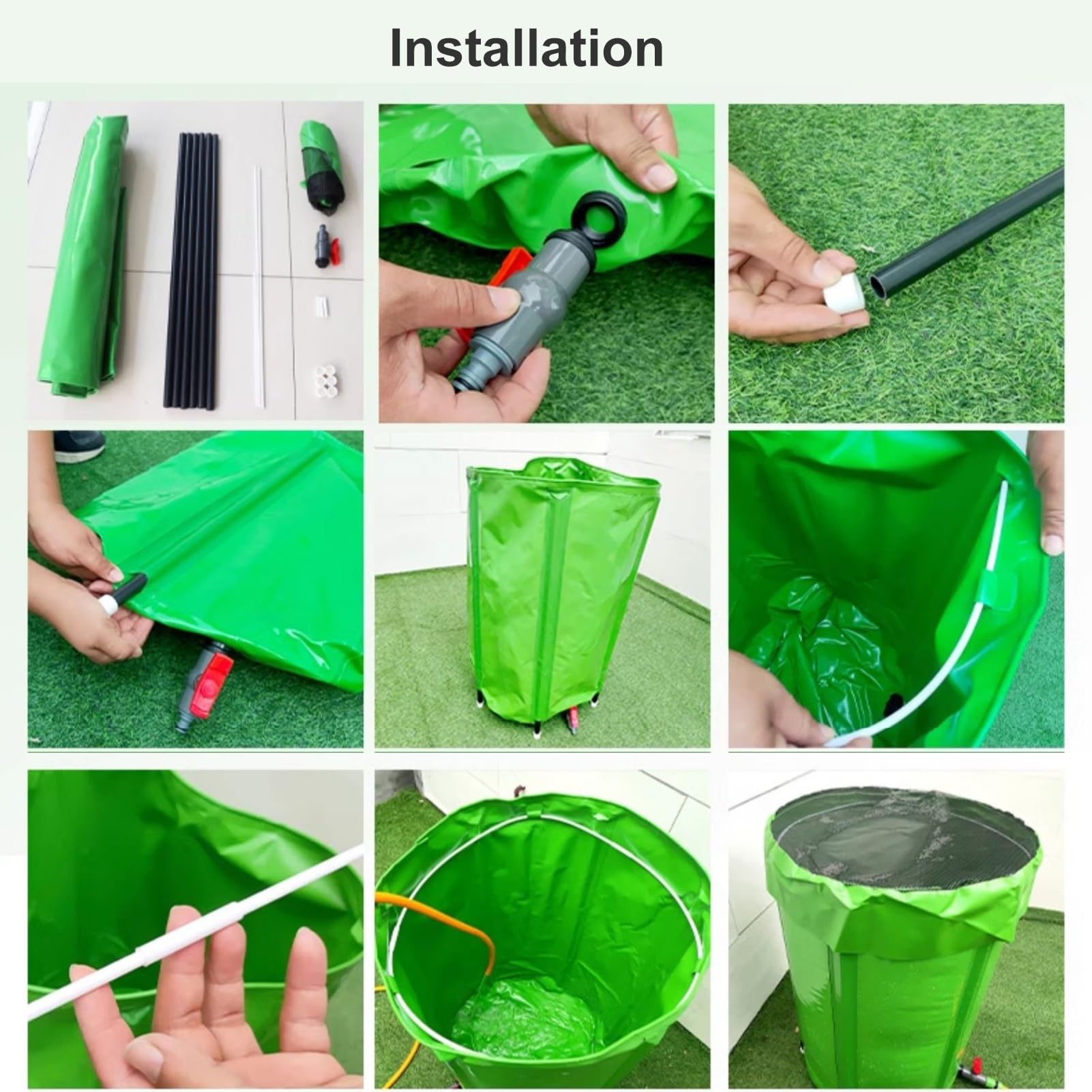 Deposito Agua Lluvia con Funda Extraíble Tanque de Agua Plegable Barril de Lluvia Portátil Bidon(60x88cm/24x35in)