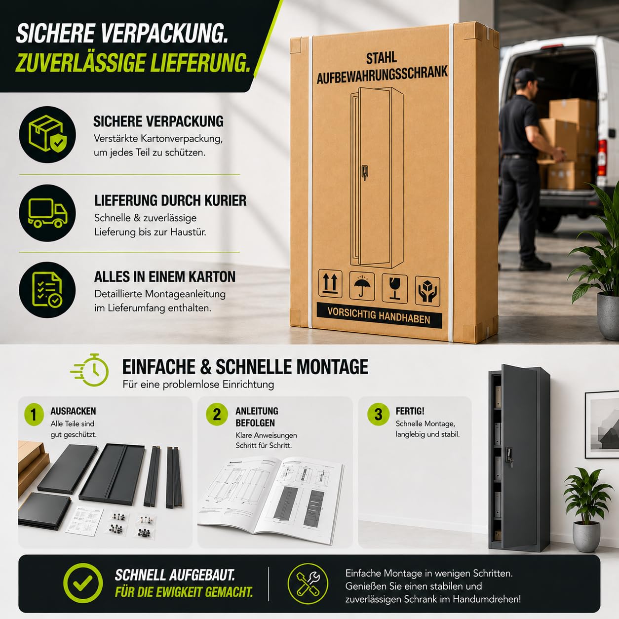 Muralo Metallschrank mit 4 verstellbaren Fachböden Abschließbar - Hellgrau | Aktenschrank 185x40x45 cm mit Sicherheitszylinderschloss, Belastbar bis 50 kg, Pulverbeschichtung, ideal für Büro, Werkstatt