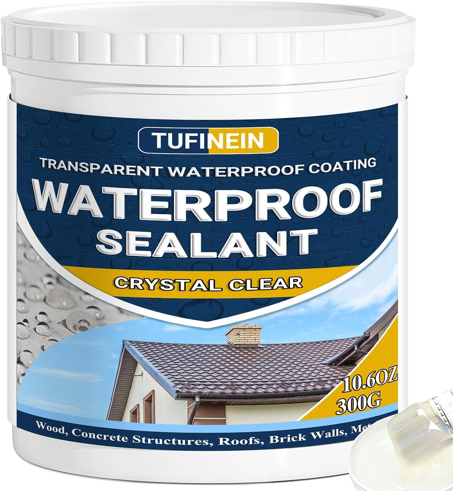 Transparent Waterproof Coating, TUFINEIN 10.6oz Invisible Waterproof Agent Indoor & Outdoor Sealant Water-Based Clear Sealant Roofs, Walls, Garden, Terraces
