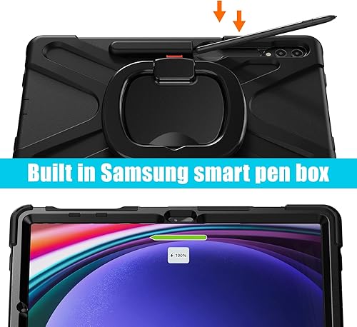 Miniatura 8 de Funda de rotación 360 para Samsung Galaxy Tab S9+ de 12.4 pulgadas 2023S8+ S7+S7 Fe, con correa para el hombro, soporte para bolígrafo S, soporte
