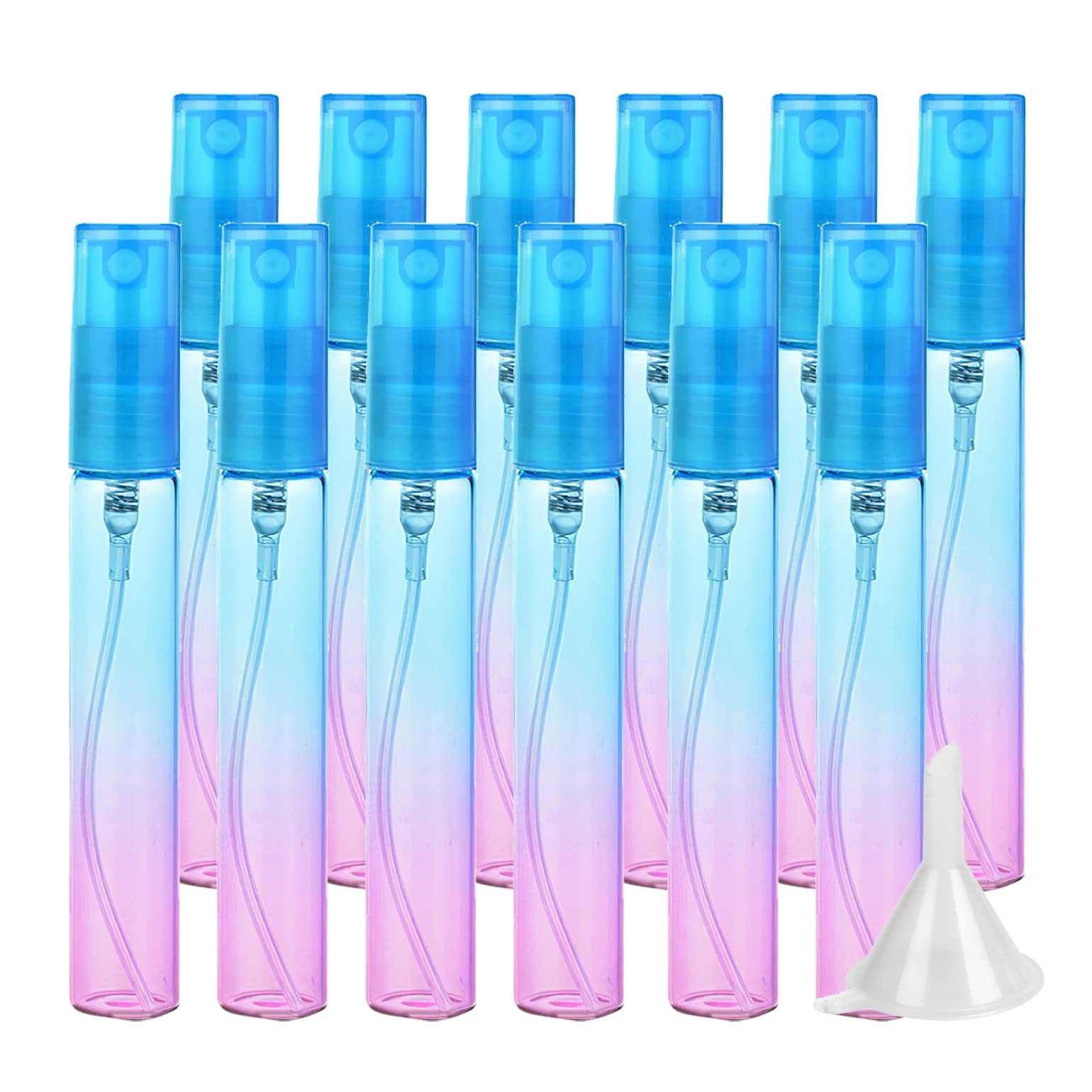48 Stück, 8ml Farbverlauf Blau Rosa Glas Sprühflasche Mit Sprüher Nachfüllbar Sprühflaschen Leer Tragbare Parfüm Sprühflasche Sprühbehälter