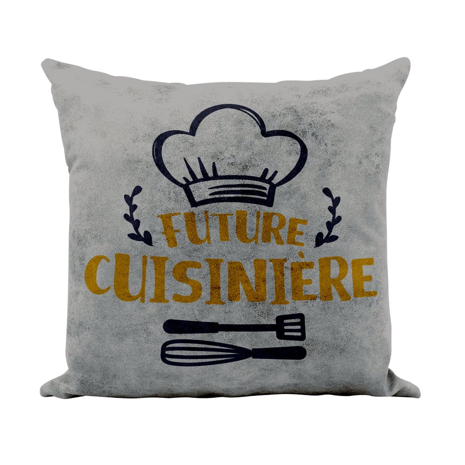 Coussin similicuir gris 40x40 cm, le cadeau parfait pour une future cuisinière passionnée