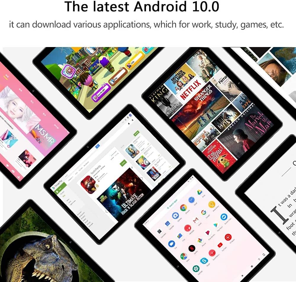 LNMBBS K110 Tablet showing various Android apps