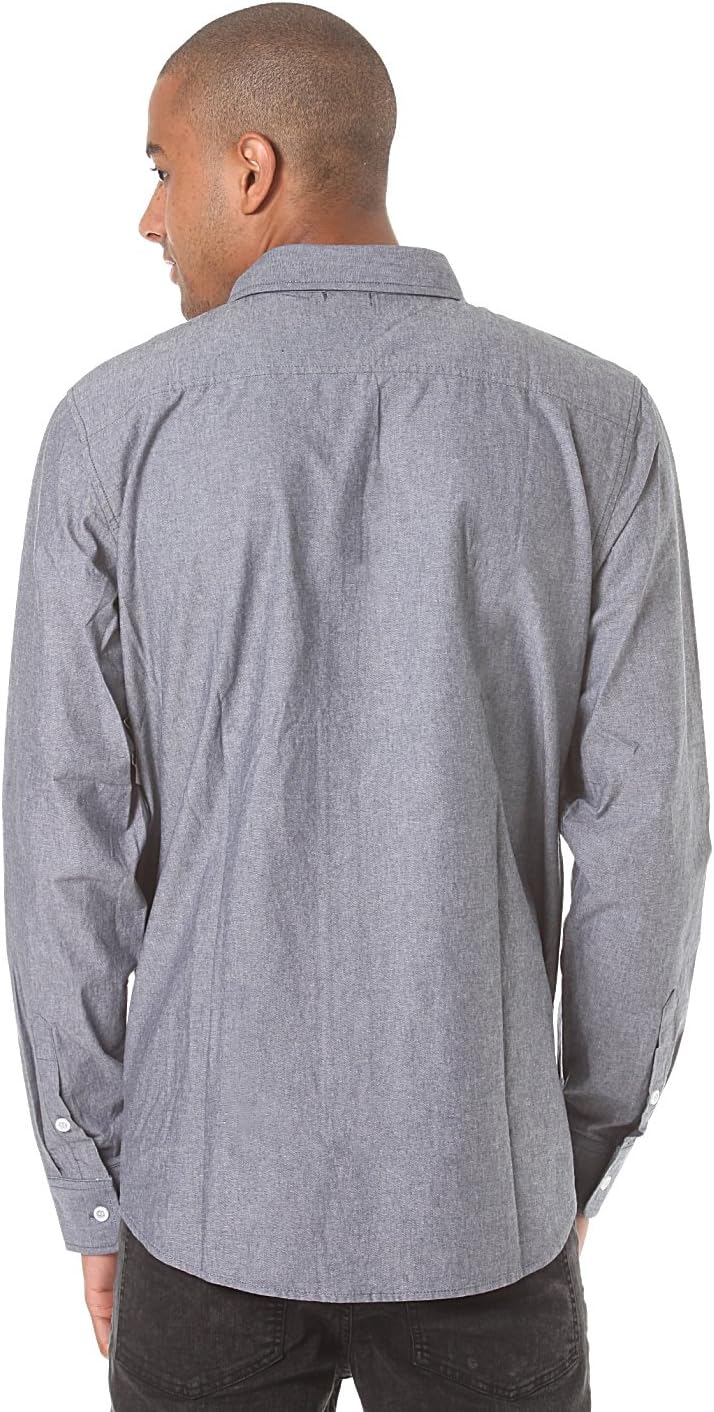 LRG Men's Research Collection Chambray Long Sleeve Woven Shirt