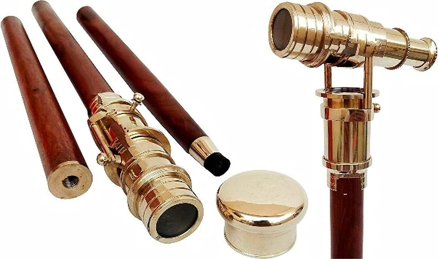 Victorian Telescope Handle Head Walking Stick Vintage Antique Foldable Wooden Walking Stick Cane Brass Nautical Walking Stick Gift for Senior by Maa Vaishno Nautical Store. : Clothing, Shoes & Jewelry