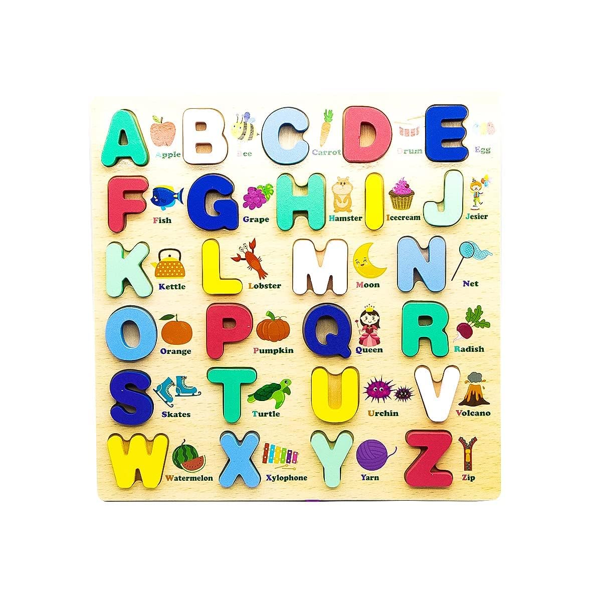 VERAT 3D Wooden Capital Alphabet Puzzles with Pictures for Children | Montessori Educational Learning Letters Puzzle Board Toy | Multi Color (B0CQZ3NJY6) Amazon Price History, Amazon Price Tracker