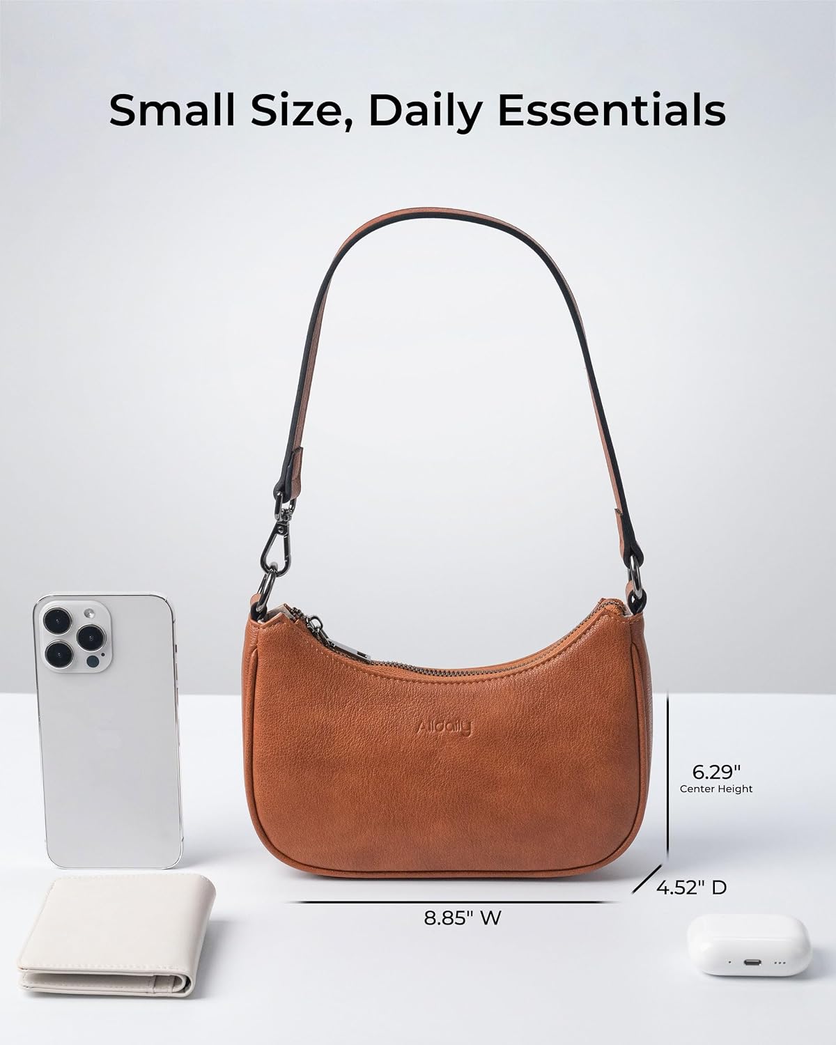 Alldaily Small Shoulder Bag for Women, Vegan Leather Mini Crescent Hobo Purse, Lightweight Cute Handbag for Going Out image 4