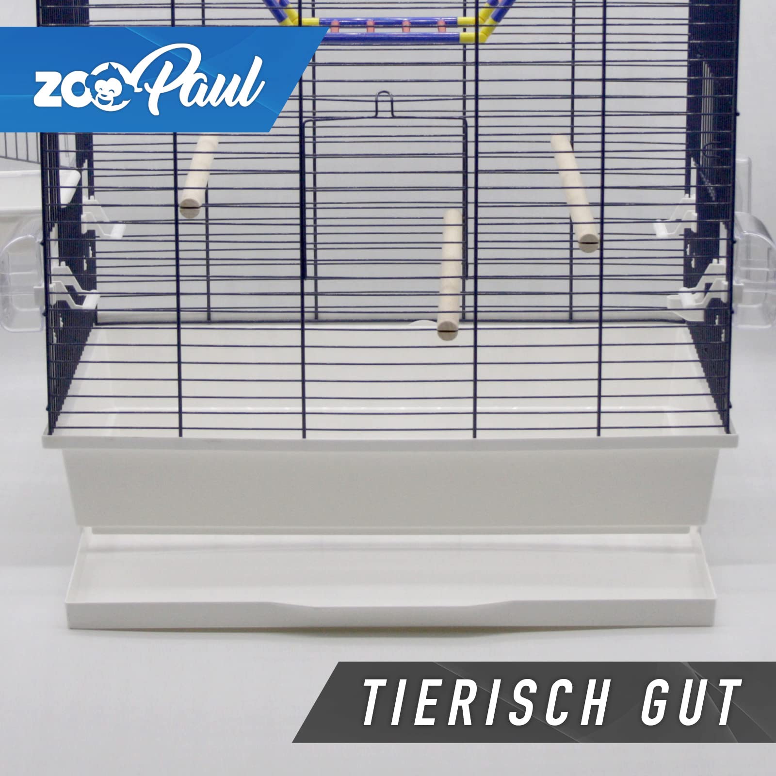 Großer XXL Vogelkäfig für Wellensittiche Kanarien Freisitz Gratis Badehaus Leiter und viel Zubehör (blau Weiss)