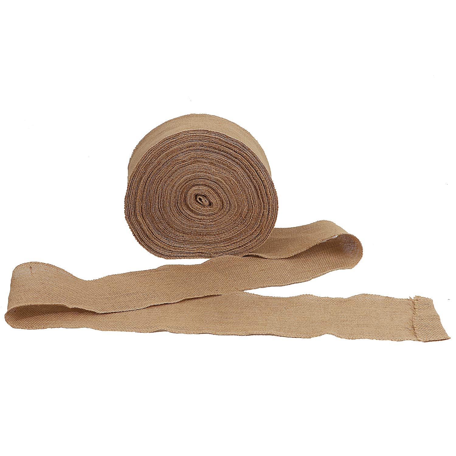 KINJOEK 15,2 cm breit, 54 Meter Juteband, natürliches Jute-Stoffband, Bastelband für Weihnachten, Hochzeit, Geschenke, Jute-Stoff, DIY-Band für Dekoration