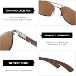 ZENOTTIC Aviator Wood Polarized Sunglasses for Men 100% UV Protection Fishing Driving Golf